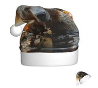 FZQVSLCM Santa Hat Bear crossing the river Christmas Hat with Plush Brim Santa Claus Hats Thicken Xmas Hats Party Headwear