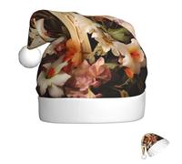 FZQVSLCM Santa Hat Flower branches on the cross Christmas Hat with Plush Brim Santa Claus Hats Thicken Xmas Hats Party Headwear
