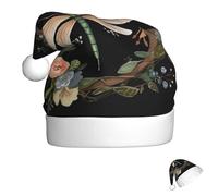 FZQVSLCM Santa Hat Image of dragonfly in wreath Christmas Hat with Plush Brim Santa Claus Hats Thicken Xmas Hats Party Headwear
