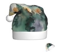 FZQVSLCM Santa Hat Mountain birds watercolor Christmas Hat with Plush Brim Santa Claus Hats Thicken Xmas Hats Party Headwear