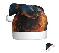 FZQVSLCM Santa Hat Wolf Head in Blue Flames Christmas Hats with Plush Brim Santa Claus Hats Thicken Xmas Hat Party Headwear