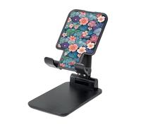 FZQVSLCM Scales and Flowers Pattern Cell Phone Stand for Desk Angle Height Adjustable Cell Phone Holder Folding Desktop Phone Stand Portable Cellphone Cradle Desktop Dock Compatible with All Phones