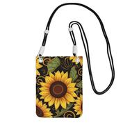 FZQVSLCM Small Crossbody Bags for Women Cell Phone Purse Waterproof Phone Bag Beautiful sunflower Wallet Purses Fanny Pack, Black, One Size