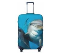 FZQVSLCM Smiling Face Dolphins Travel Luggage Cover Elastic Washable Suitcase Protector Anti-scratch Thicken Baggage Covers Fit 18-32 Inch, Black, S