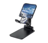 FZQVSLCM Spectacular Snowy Mountains Cell Phone Stand for Desk Angle Height Adjustable Cell Phone Holder Folding Desktop Phone Stand Portable Cellphone Cradle Desktop Dock Compatible with All Phones