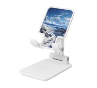 FZQVSLCM Spectacular Snowy Mountains Cell Phone Stand for Desk Angle Height Adjustable Cell Phone Holder Folding Desktop Phone Stand Portable Cellphone Cradle Desktop Dock Compatible with All Phones