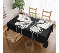 FZQVSLCM Tablecloths for Rectangle Tables Waterproof Table Cloth A Black and White Butterfly Wrinkle Free Farmhouse Dining Table Cover Heavy Duty Fabric Table Cover for Indoor Outdoor 54" X 72"