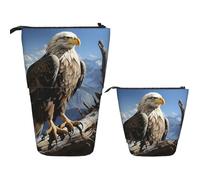 FZQVSLCM Telescopic Pencil Case A lone eagle Standing Pen Holder Pop Up Pencil Pouch Cute Stand up Cosmetics Bag Travel Makeup Bag Portable Toiletry Bag for Women Men Office Supplies