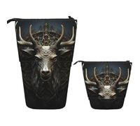 FZQVSLCM Telescopic Pencil Case Antlers Standing Pen Holder Pop Up Pencil Pouch Cute Stand up Cosmetics Bag Travel Makeup Bag Portable Toiletry Bag for Women Men Office Supplies