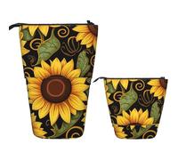 FZQVSLCM Telescopic Pencil Case Beautiful sunflower Standing Pen Holder Pop Up Pencil Pouch Cute Stand up Cosmetics Bag Travel Makeup Bag Portable Toiletry Bag for Women Men Office Supplies