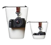 FZQVSLCM Telescopic Pencil Case Camera hanging on white wall Standing Pen Holder Pop Up Pencil Pouch Cute Stand up Cosmetics Bag Travel Makeup Bag Portable Toiletry Bag for Women Men Office Supplies