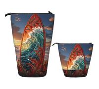 FZQVSLCM Telescopic Pencil Case Colorful surfboard Standing Pen Holder Pop Up Pencil Pouch Cute Stand up Cosmetics Bag Travel Makeup Bag Portable Toiletry Bag for Women Men Office Supplies