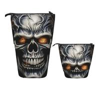 FZQVSLCM Telescopic Pencil Case Cool Evil Skull Standing Pen Holder Pop Up Pencil Pouch Cute Stand up Cosmetics Bag Travel Makeup Bag Portable Toiletry Bag for Women Men Office Supplies