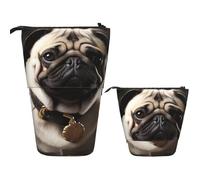 FZQVSLCM Telescopic Pencil Case Cool Pug Dog Standing Pen Holder Pop Up Pencil Pouch Cute Stand up Cosmetics Bag Travel Makeup Bag Portable Toiletry Bag for Women Men Office Supplies