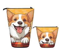 FZQVSLCM Telescopic Pencil Case Cute corgi dog Standing Pen Holder Pop Up Pencil Pouch Cute Stand up Cosmetics Bag Travel Makeup Bag Portable Toiletry Bag for Women Men Office Supplies