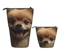 FZQVSLCM Telescopic Pencil Case Cute Pomeranian Standing Pen Holder Pop Up Pencil Pouch Cute Stand up Cosmetics Bag Travel Makeup Bag Portable Toiletry Bag for Women Men Office Supplies