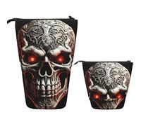 FZQVSLCM Telescopic Pencil Case Evil skull Standing Pen Holder Pop Up Pencil Pouch Cute Stand up Cosmetics Bag Travel Makeup Bag Portable Toiletry Bag for Women Men Office Supplies