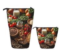 FZQVSLCM Telescopic Pencil Case Farmhouse Food Pictures Standing Pen Holder Pop Up Pencil Pouch Cute Stand up Cosmetics Bag Travel Makeup Bag Portable Toiletry Bag for Women Men Office Supplies