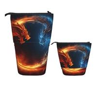 FZQVSLCM Telescopic Pencil Case Fire and ice dragons Standing Pen Holder Pop Up Pencil Pouch Cute Stand up Cosmetics Bag Travel Makeup Bag Portable Toiletry Bag for Women Men Office Supplies