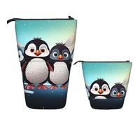 FZQVSLCM Telescopic Pencil Case Five cute penguins Standing Pen Holder Pop Up Pencil Pouch Cute Stand up Cosmetics Bag Travel Makeup Bag Portable Toiletry Bag for Women Men Office Supplies