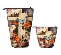 FZQVSLCM Telescopic Pencil Case Flower branches on the cross Standing Pen Holder Pop Up Pencil Pouch Cute Stand up Cosmetics Bag Travel Makeup Bag Portable Toiletry Bag for Women Men Office Supplies