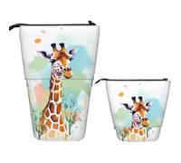FZQVSLCM Telescopic Pencil Case Giraffe art illustration Standing Pen Holder Pop Up Pencil Pouch Cute Stand up Cosmetics Bag Travel Makeup Bag Portable Toiletry Bag for Women Men Office Supplies