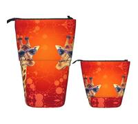 FZQVSLCM Telescopic Pencil Case Giraffe wearing sunglasses Standing Pen Holder Pop Up Pencil Pouch Cute Stand up Cosmetics Bag Travel Makeup Bag Portable Toiletry Bag for Women Men Office Supplies