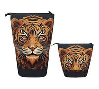 FZQVSLCM Telescopic Pencil Case New year tiger logo design Standing Pen Holder Pop Up Pencil Pouch Cute Stand up Cosmetics Bag Travel Makeup Bag Portable Toiletry Bag for Women Men Office Supplies
