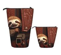 FZQVSLCM Telescopic Pencil Case Sloth on zipper Standing Pen Holder Pop Up Pencil Pouch Cute Stand up Cosmetics Bag Travel Makeup Bag Portable Toiletry Bag for Women Men Office Supplies