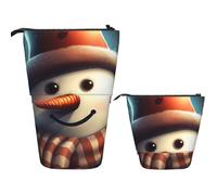 FZQVSLCM Telescopic Pencil Case Snowman Wearing Hat Standing Pen Holder Pop Up Pencil Pouch Cute Stand up Cosmetics Bag Travel Makeup Bag Portable Toiletry Bag for Women Men Office Supplies
