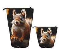 FZQVSLCM Telescopic Pencil Case Squirrel in the Woods Standing Pen Holder Pop Up Pencil Pouch Cute Stand up Cosmetics Bag Travel Makeup Bag Portable Toiletry Bag for Women Men Office Supplies