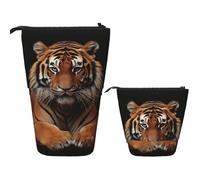 FZQVSLCM Telescopic Pencil Case With tiger and paws Standing Pen Holder Pop Up Pencil Pouch Cute Stand up Cosmetics Bag Travel Makeup Bag Portable Toiletry Bag for Women Men Office Supplies