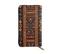 FZQVSLCM Traditional african design pattern Leather Wallet for Women Long Coin Purse Ultra Slim Credit Cards Holder Bifold Clutch