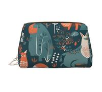 FZQVSLCM Travel Makeup Bag,Waterproof Makeup Bag for Purse, Leather Toiletry Bag for Women Cosmetic Bag Organizer Scandinavian Animals Makeup Pouch with Zipper Make Up Bags for Travelling, Gold, One