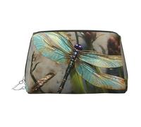 FZQVSLCM Travel Makeup Bag,Waterproof Makeup Bag for Purse, Leather Toiletry Bag for Women Cosmetic Bag Organizer Dancing Dragonfly Makeup Pouch with Zipper Make Up Bags for Travelling, Silver, One