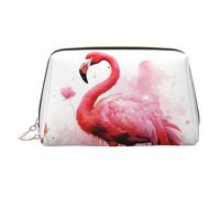 FZQVSLCM Travel Makeup Bag,Waterproof Makeup Bag for Purse, Leather Toiletry Bag for Women Cosmetic Bag Organizer Flamingo Watercolor Makeup Pouch with Zipper Make Up Bags for Travelling, Gold, One