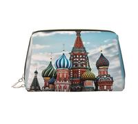 FZQVSLCM Travel Makeup Bag,Waterproof Makeup Bag for Purse, Leather Toiletry Bag for Women Cosmetic Bag Organizer St Basil Cathedral Red In Moscow Makeup Pouch with Zipper Make Up Bags for Travelling