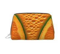 FZQVSLCM Travel Makeup Bag,Waterproof Makeup Bag for Purse, Leather Toiletry Bag for Women Cosmetic Bag Organizer Orange texture picture Makeup Pouch with Zipper Make Up Bags for Travelling, Silver