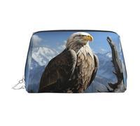 FZQVSLCM Travel Makeup Bag,Waterproof Makeup Bag for Purse, Leather Toiletry Bag for Women Cosmetic Bag Organizer A lone eagle Makeup Pouch with Zipper Make Up Bags for Travelling, Silver, One Size