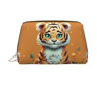 FZQVSLCM Travel Makeup Bag,Waterproof Makeup Bag for Purse, Leather Toiletry Bag for Women Cosmetic Bag Organizer Year of the Tiger Funny Tiger Makeup Pouch with Zipper Make Up Bags for Travelling
