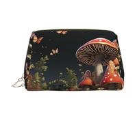 FZQVSLCM Travel Makeup Bag,Waterproof Makeup Bag for Purse, Leather Toiletry Bag for Women Cosmetic Bag Organizer Fairy tale style mushrooms Makeup Pouch with Zipper Make Up Bags for Travelling, Gold