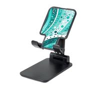 FZQVSLCM Turquoise and White Circle Cell Phone Stand for Desk Angle Height Adjustable Cell Phone Holder Folding Desktop Phone Stand Portable Cellphone Cradle Desktop Dock Compatible with All Phones