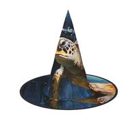 FZQVSLCM Turtle swimming in the sea Witch Hat Oversized Halloween Witches Hats for Women Men Costume Cosplay Party Accessory 3 PCS