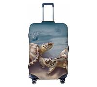 FZQVSLCM Two turtles and shells Travel Luggage Cover Elastic Washable Suitcase Protector Anti-scratch Thicken Baggage Covers Fit 18-32 Inch, Black, M