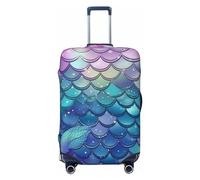 FZQVSLCM Water Lily Mermaid Scales Travel Luggage Cover Elastic Washable Suitcase Protector Anti-scratch Thicken Baggage Covers Fit 18-32 Inch, Black, XL