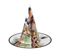 FZQVSLCM Watercolor Deer Giraffe Witch Hat Oversized Halloween Witches Hats for Women Men Costume Cosplay Party Accessory 1