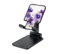 FZQVSLCM Watercolor Purple Flowers Cell Phone Stand for Desk Angle Height Adjustable Cell Phone Holder Folding Desktop Phone Stand Portable Cellphone Cradle Desktop Dock Compatible with All Phones