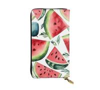 FZQVSLCM Watercolor watermelon pattern Leather Wallet for Women Long Coin Purse Ultra Slim Credit Cards Holder Bifold Clutch