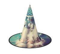 FZQVSLCM White dream catcher feather Witch Hat Oversized Halloween Witches Hats for Women Men Costume Cosplay Party Accessory 1