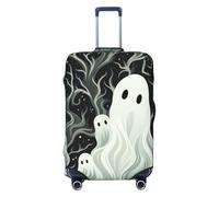 FZQVSLCM White patterned ghost Travel Luggage Cover Elastic Washable Suitcase Protector Anti-scratch Thicken Baggage Covers Fit 18-32 Inch, Black, L